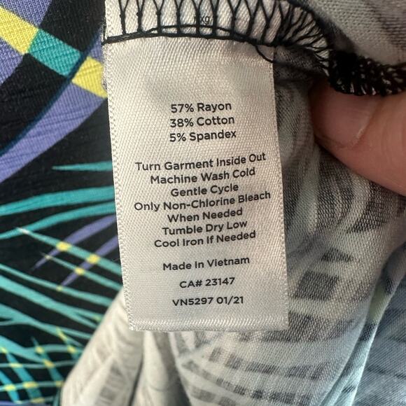 Talbots women's tropical sleeveless midi dress blue Green pockets costal grandma - Picture 13 of 15